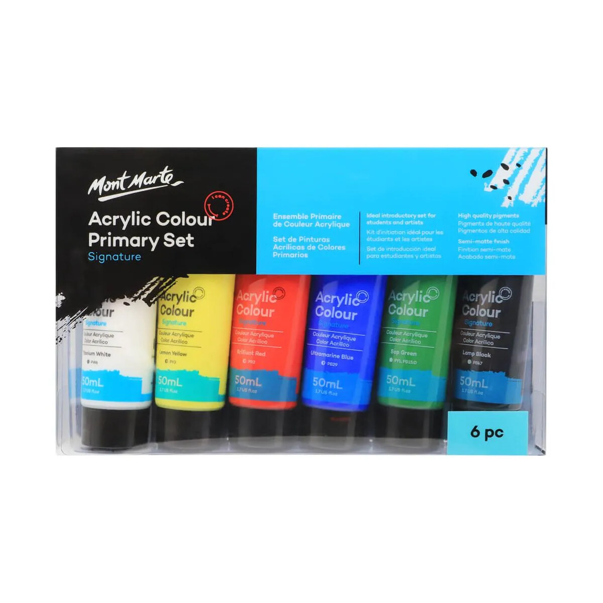 MONT MARTE Acrylic Colour Paint Set 6pc x 50ml