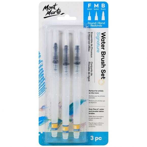 MONT MARTE Waterbrush Set Fine/Med/Broad 3pc
