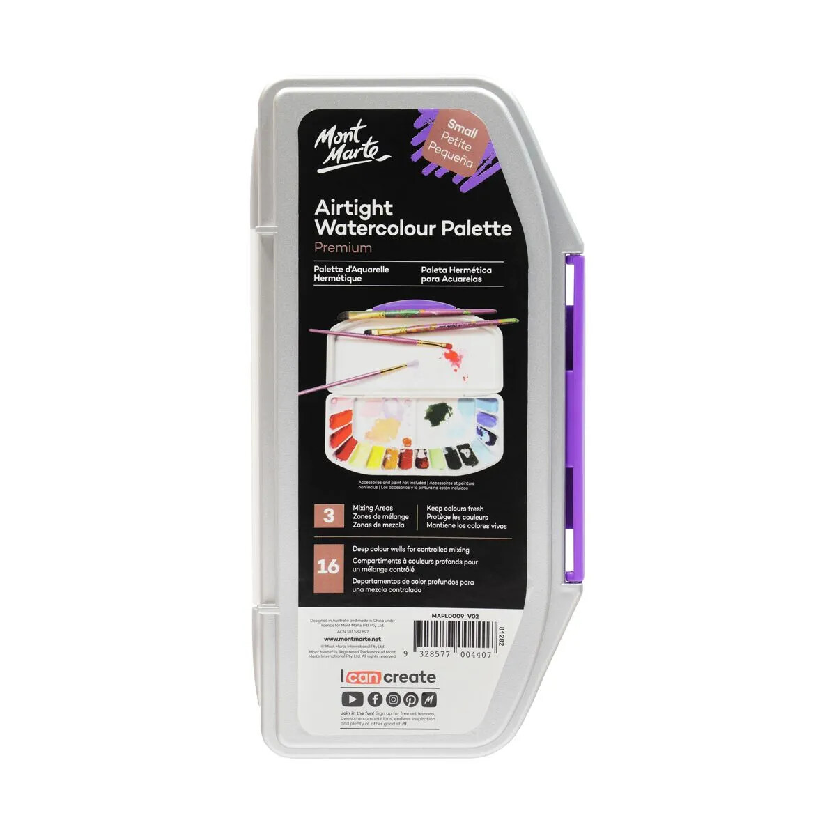 MONT MARTE Air Tight Watercolour Palette 16 Slot