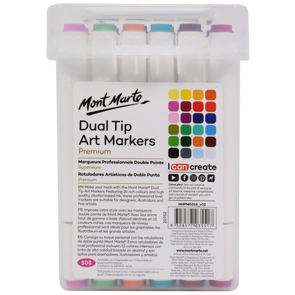 MONT MARTE Dual Tip Alcohol Art Markers 24pc in Case