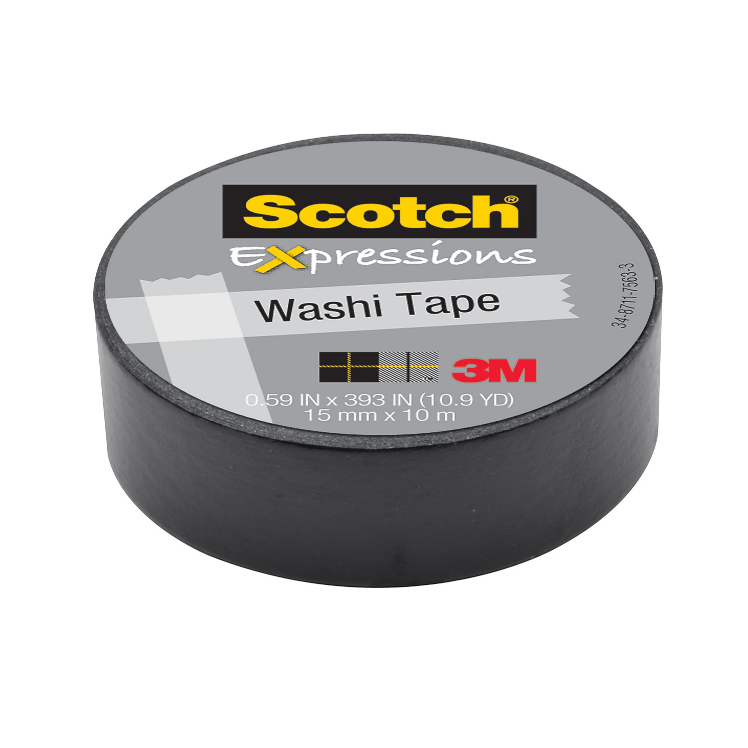 Scotch® Expressions Washi Tape, 5/8&quot; x 393&quot;, Black