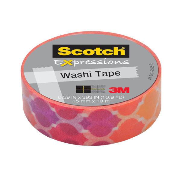 Scotch® Expressions Washi Tape, 5/8&quot; x 393&quot;, Quatrefoil Sunset