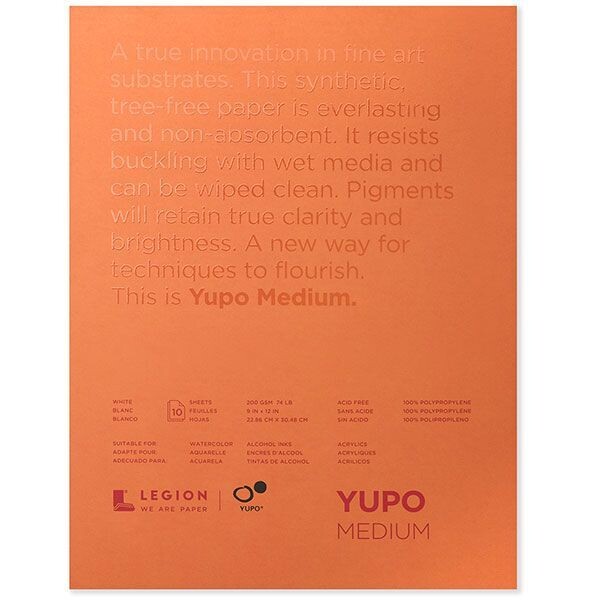 Yupo Multimedia Watercolor Paper &amp; Pads Medium Pad 74 lb 11&quot; x 14&quot; (10 Sheets)