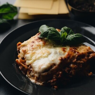 Beef Lasagna with roasted vegetable medley
