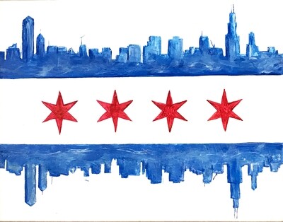 Chicago Flag Sip &amp; Paint Kit