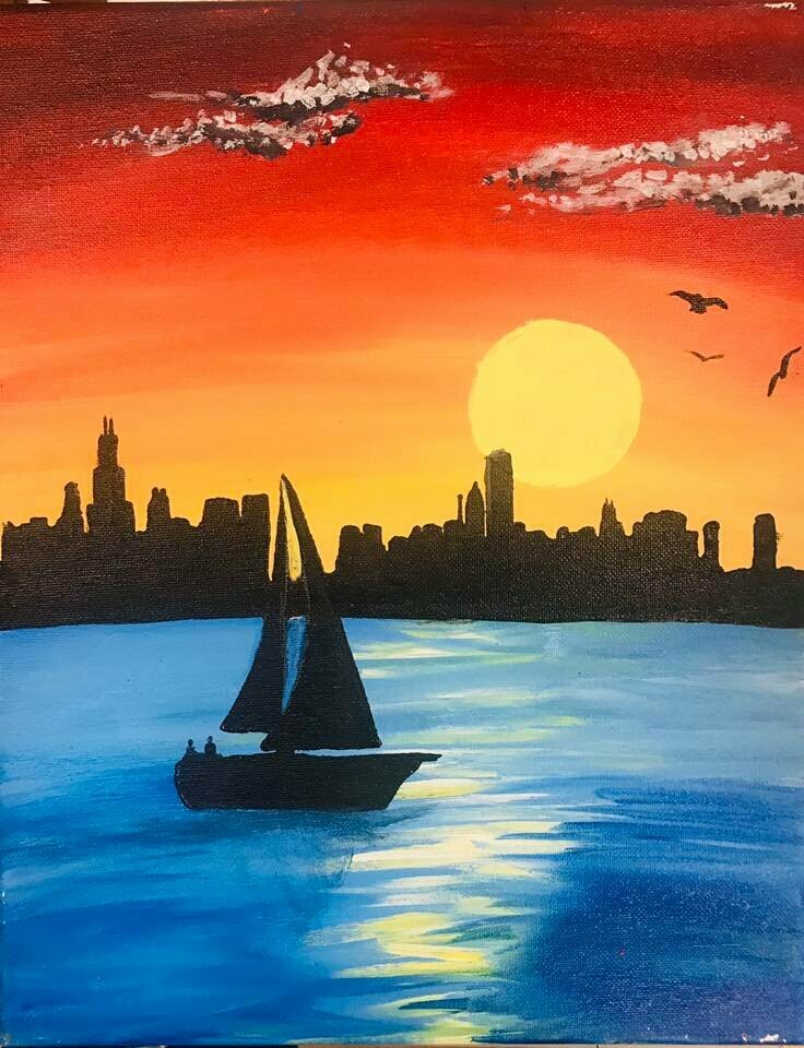 Chicago Sunset Sip &amp; Paint Kit