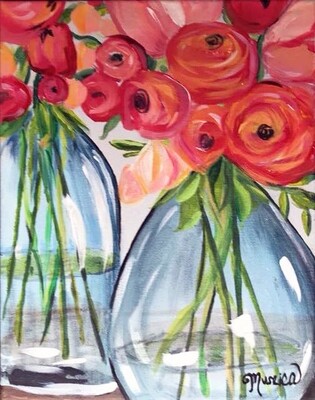 Red Flowers Sip &amp; Paint Kit