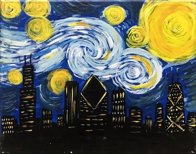 Chicago Starry Night Sip &amp; Paint Kit