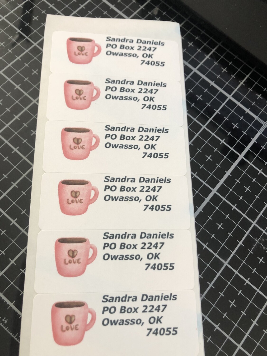 Pink Coffee Cup Address Labels