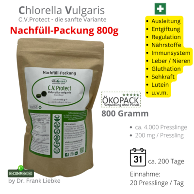NACHFÜLL-PACK Chlorella Vulgaris 800 Gramm