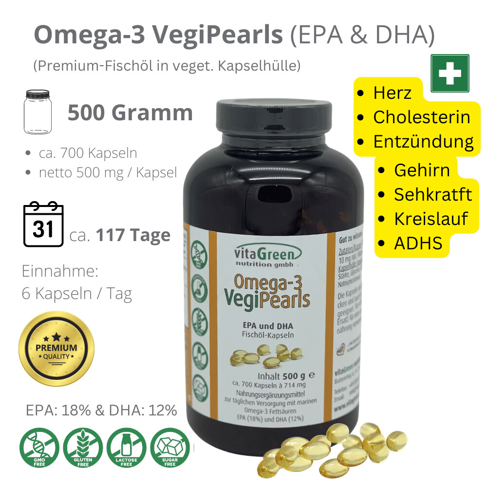 OMEGA-3 VegiPearls, Premium Fischöl