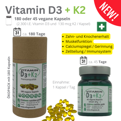 Vitamin D3 + Vitamin K2 als Kapsel