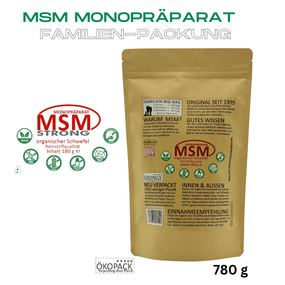 MSM (Methyl Sulfonyl Methane) mono-preparation, Größe: ÖKO-PACK 780 g