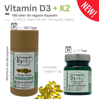 Vitamin D3 + Vitamin K2 als Kapsel Vitamin D3 + Vitamin K2 als Kapsel