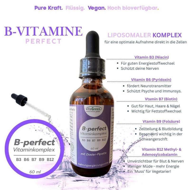 B-perfect - Complesso vitaminico B liquido al gusto fruttato di limone B-perfect - Complesso vitaminico B liquido al gusto fruttato di limone