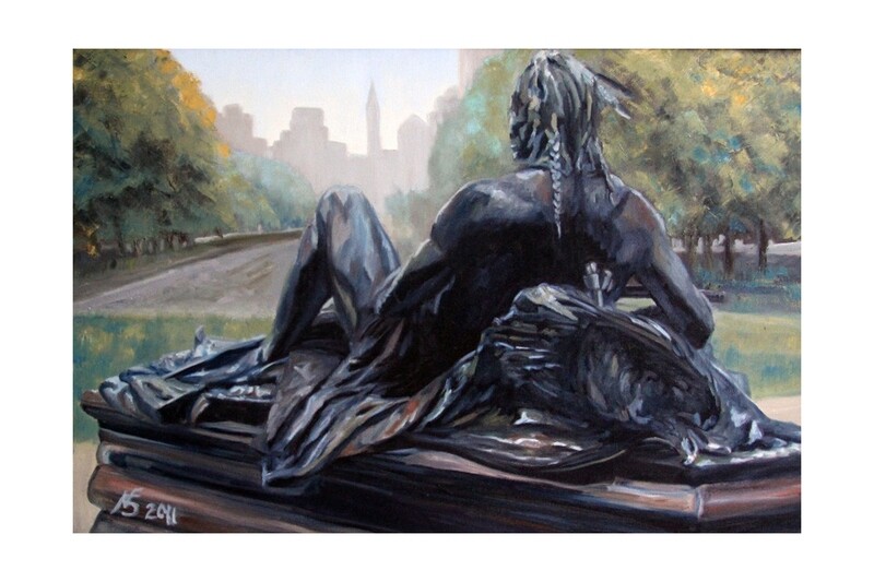 Indian in Front of the Philadelphia Museum Print 12" x 18"