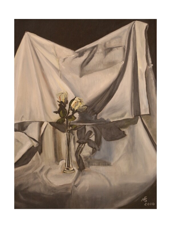 Drapery and Roses Print 12" x 16"