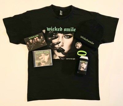BUNDLE 1 - Wait For The Night signed cd, t.shirt, beanie, wristband, badge, guitar pick, stubby holder & signed photo (AUSTRALIAN ORDERS only - registered mail)
