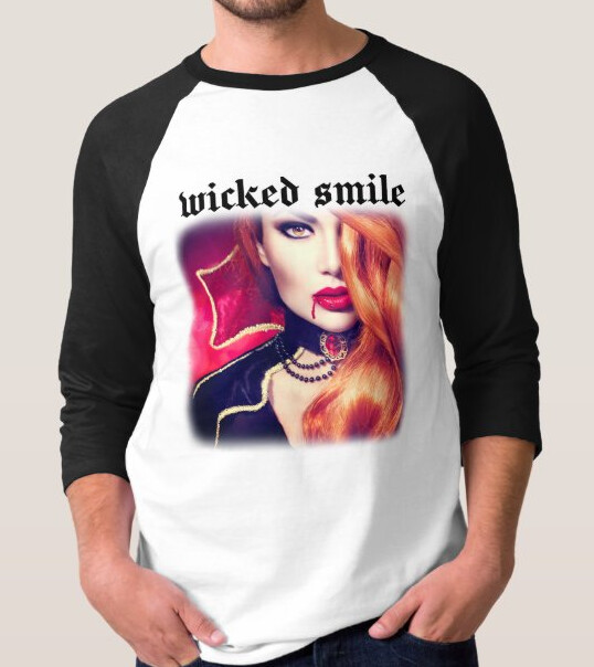 Wicked Smile Killer Three Quarter Length t. shirts *International Orders only