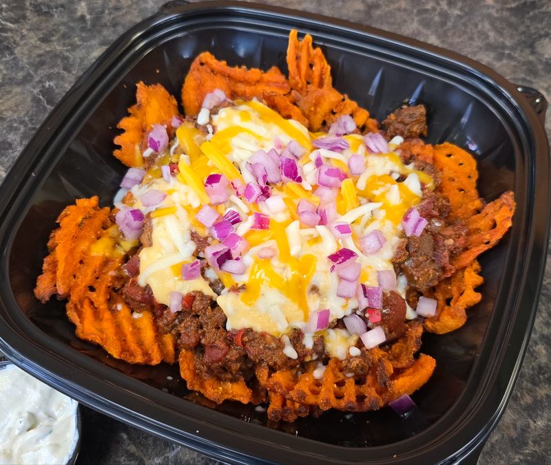 Chili Cheese Sweet Potato Fries