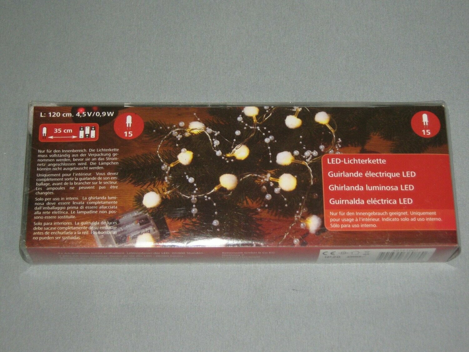 LED Lichterkette innen warmweiß Weihnachtsbeleuchtung 120 cm