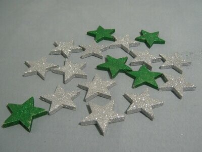 Weihnachtsstern, Adventsstern Silber und Grün 17 St. Sterne