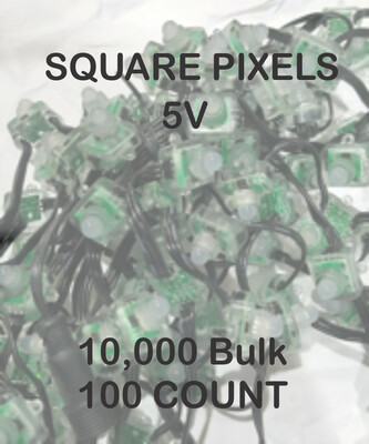 BULK 10,000 OR MORE PIXELS - 5V / WS2811 / SQUARE Pixels / 100 count Strings / 18 Gauge WIRE / 4 Inch Spacing / - Shipped Direct by Boat - 6 - 8 Weeks for delivery BULK 10,000 OR MORE PIXELS - 5V / WS2811 / SQUARE Pixels / 100 count Strings / 18 Gauge WIRE / 4 Inch Spacing / - Shipped Direct by Boat - 6 - 8 Weeks for delivery