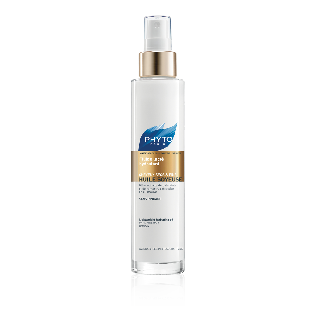 HUILE SOYEUSE
FLUIDE LACTÉ HYDRATANT
CHEVEUX SECS &amp; FINS 100 ml