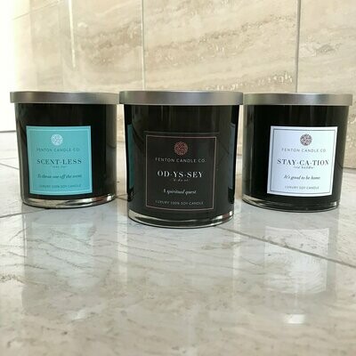 Black Luxury Soy Candles with Silver Lid - 9 oz net weight
