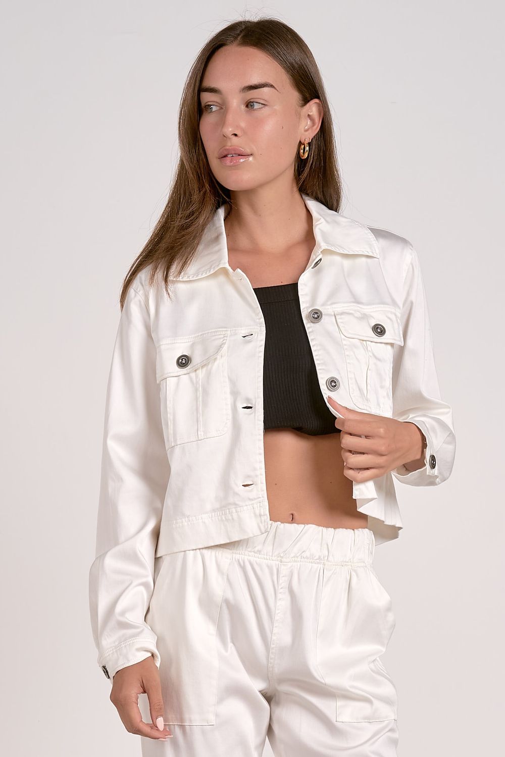 Elan Cropped White &quot;Jean&quot; Jkt