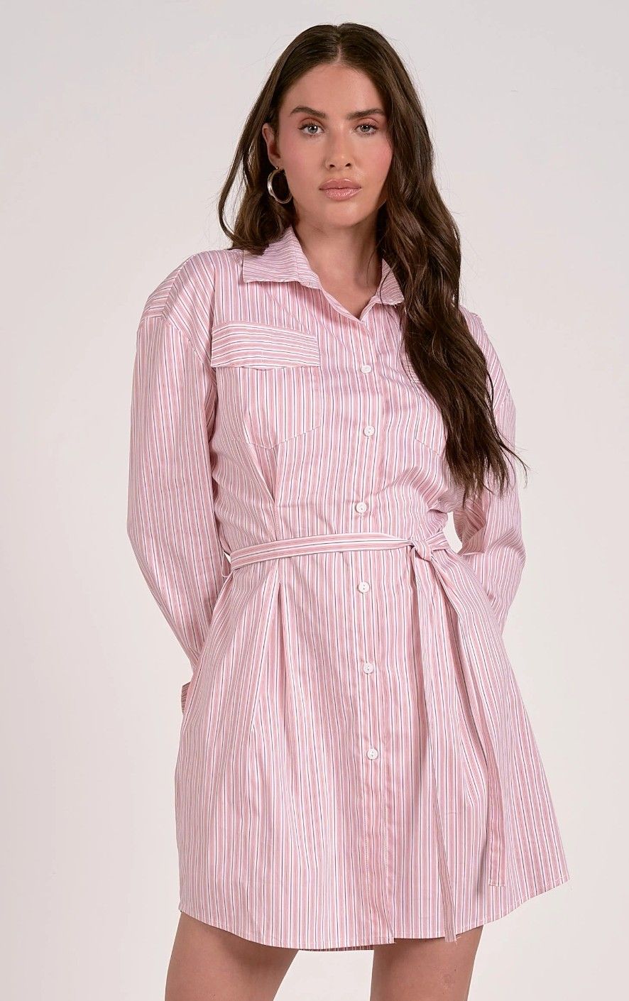 Elan Striped Shirt Dress
