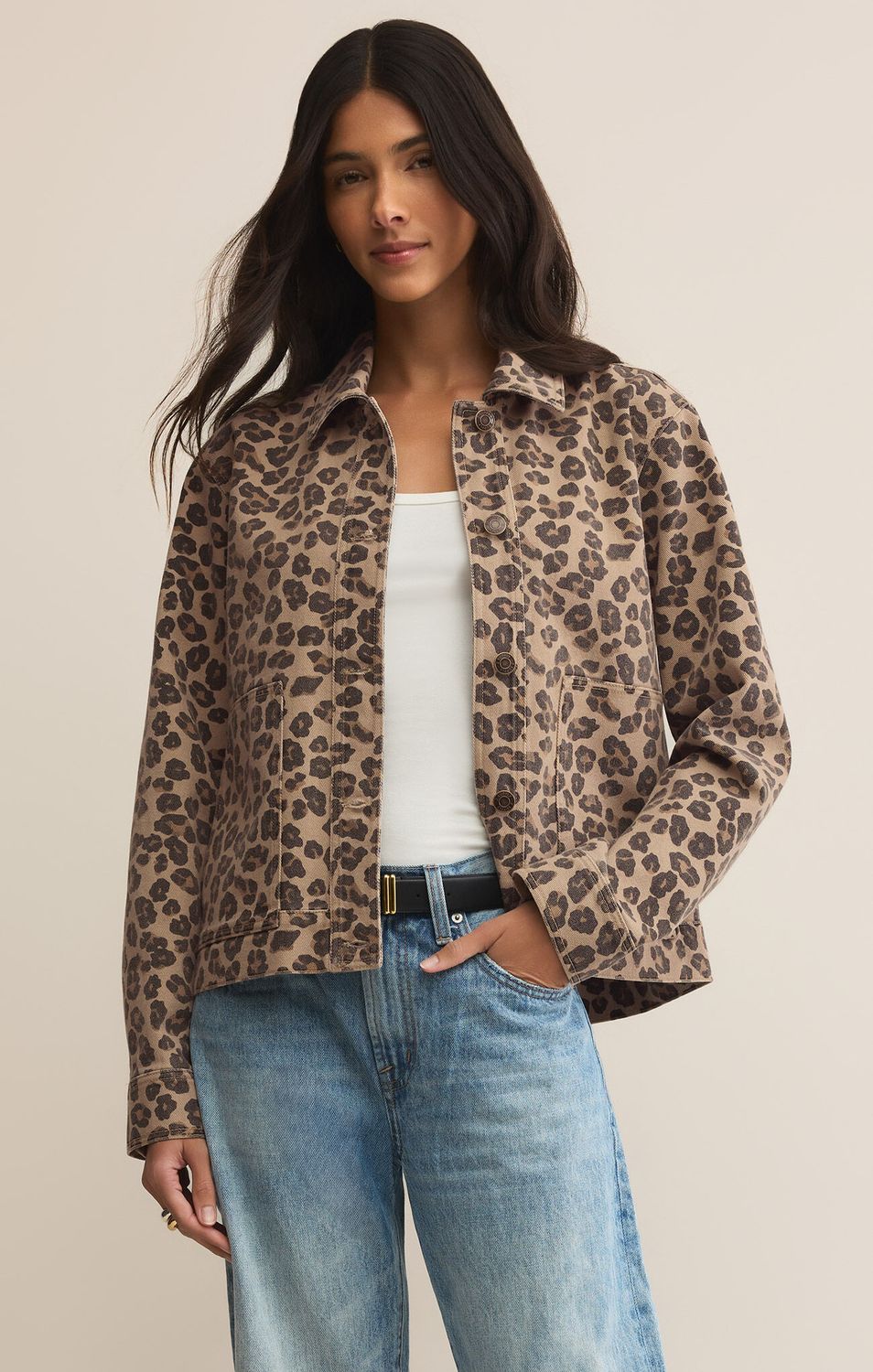 ZSupply BelAir Leopard Denim Jacket