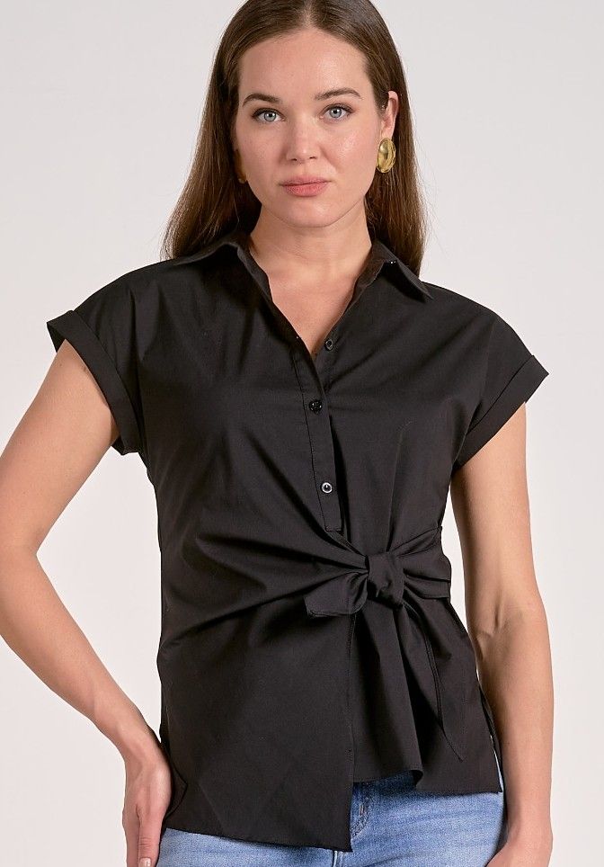 Elan Waist Tie SS Blouse
