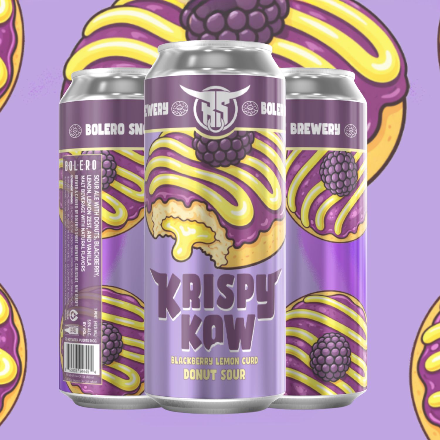 Krispy Kow: Blackberry Lemon Curd Donut | 4pk