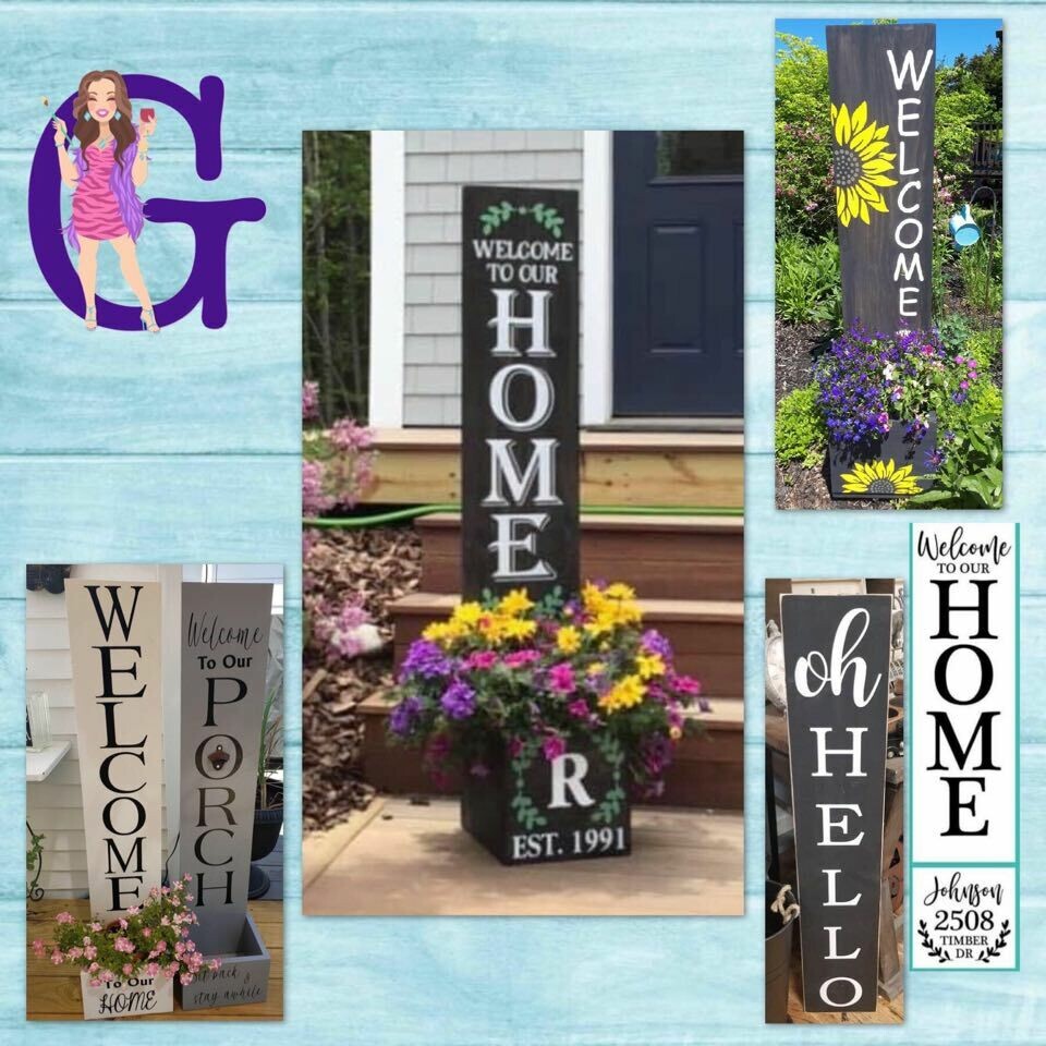Custom Porch Sign Planter Night Custom Porch Sign Planter Night