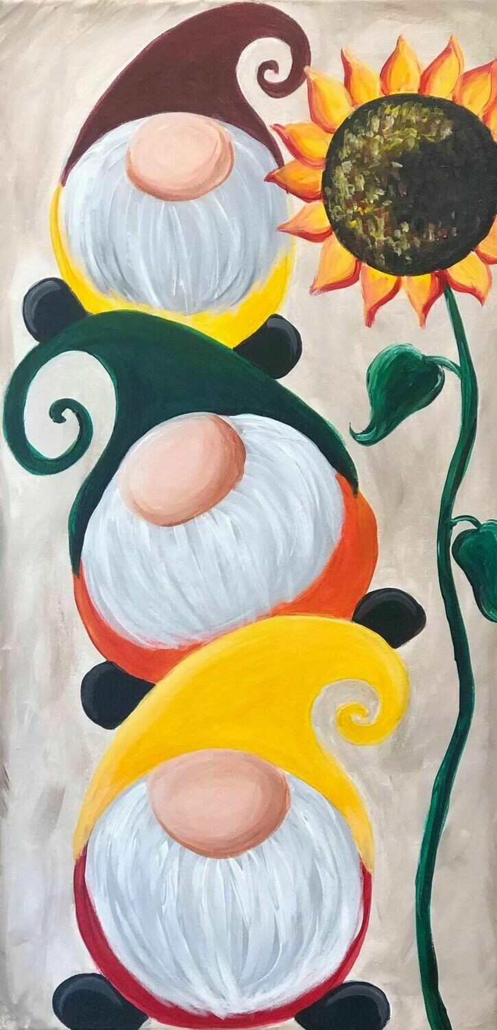 Stacked Gnomies IN STUDIO Paint and Sip Class with Zoom Option Stacked Gnomies IN STUDIO Paint and Sip Class with Zoom Option