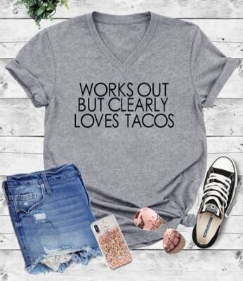 Works Out But Clearly Love Tacos Graphic Tee