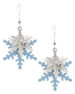 Snowflake Glass Glitter Dangle Earrings