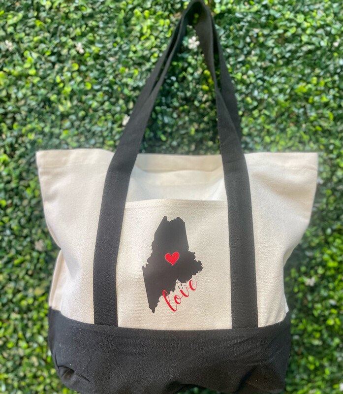 Maine State Love Canvas Tote Bag PREORDER
