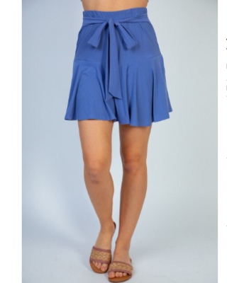 Ruffle Skirt Skort With Built In Shorts - Blue Ruffle Skirt Skort With Built In Shorts - Blue