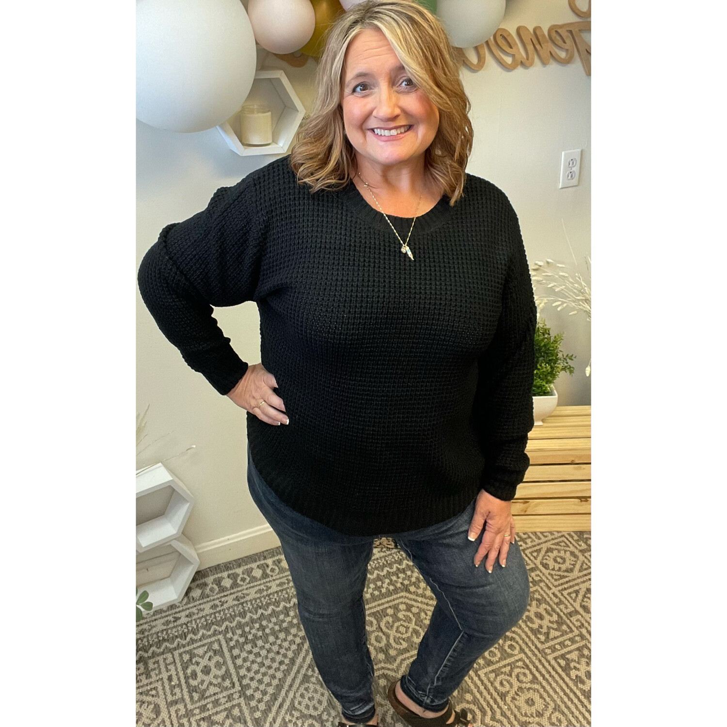 Waffle Sweater - Black
