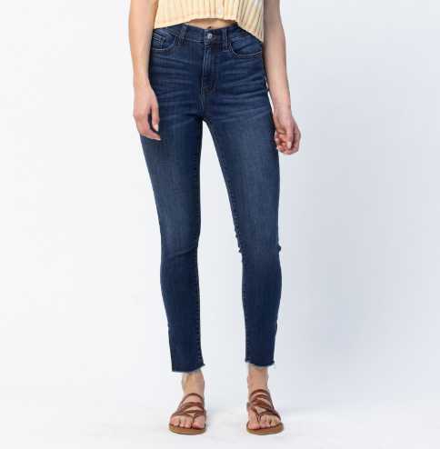 JUDY BLUE - High Waist Side Slit Skinny Jeans
