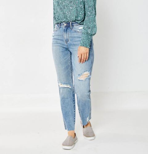 JUDY BLUE - High Waist Rigid Magic Destroyed Straight Leg
