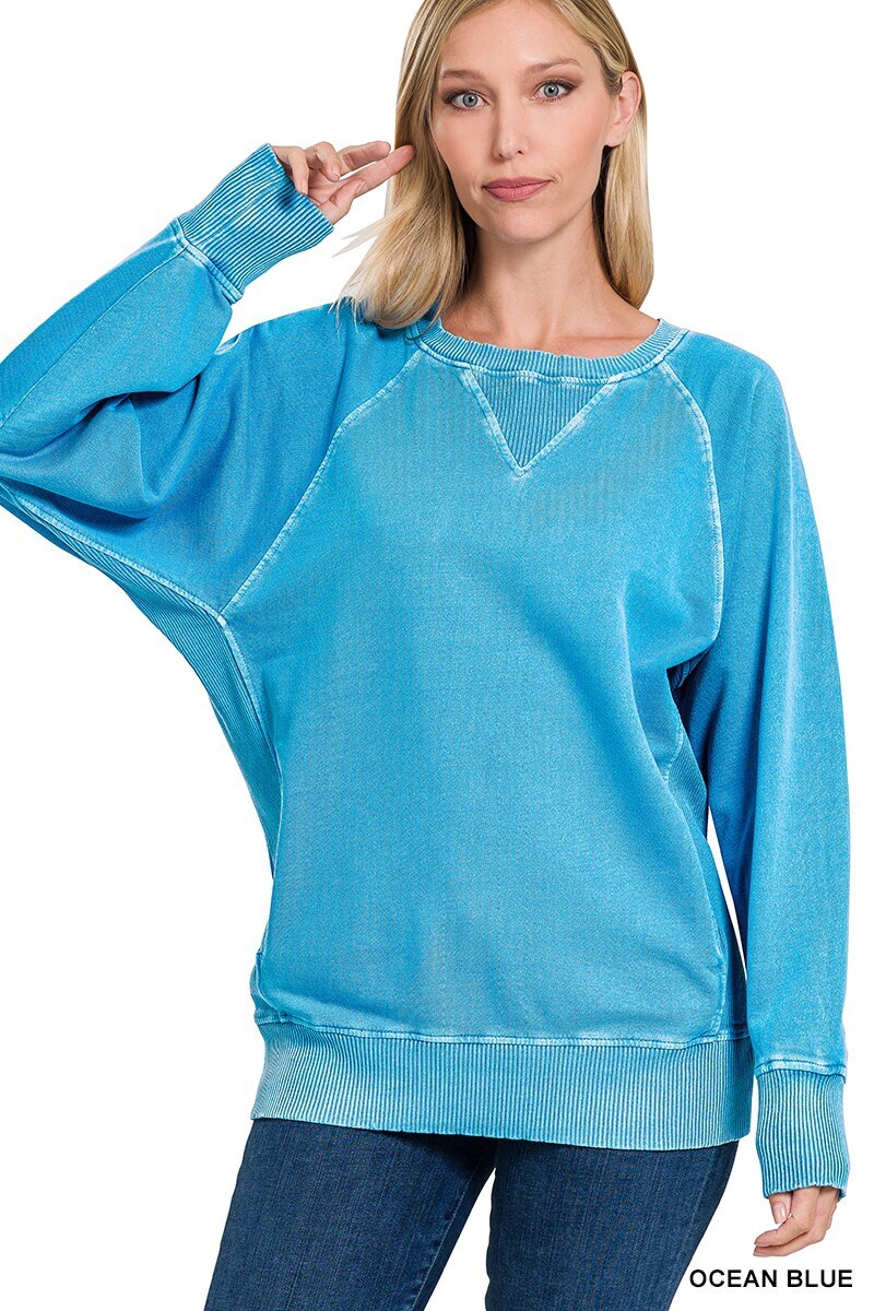 French Terry Sweatshirt With Pockets - Ocean Blue
