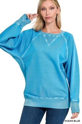 French Terry Sweatshirt With Pockets - Ocean Blue
