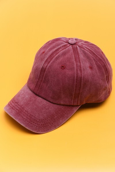 Vintage Washed Baseball Cap - Burgundy
