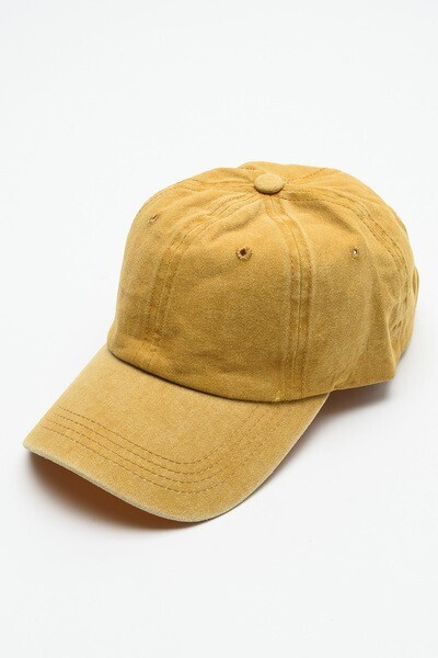 Vintage Washed Baseball Cap - Mustard
