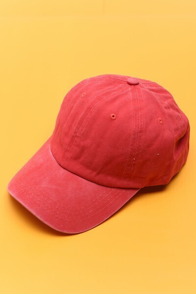 Vintage Washed Baseball Cap - Coral
