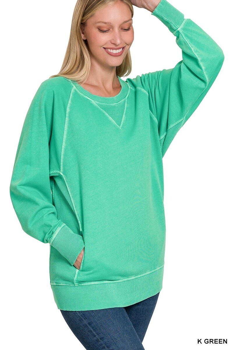 French Terry Sweatshirt With Pockets - Kelly Green

