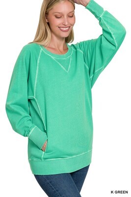 French Terry Sweatshirt With Pockets - Kelly Green
